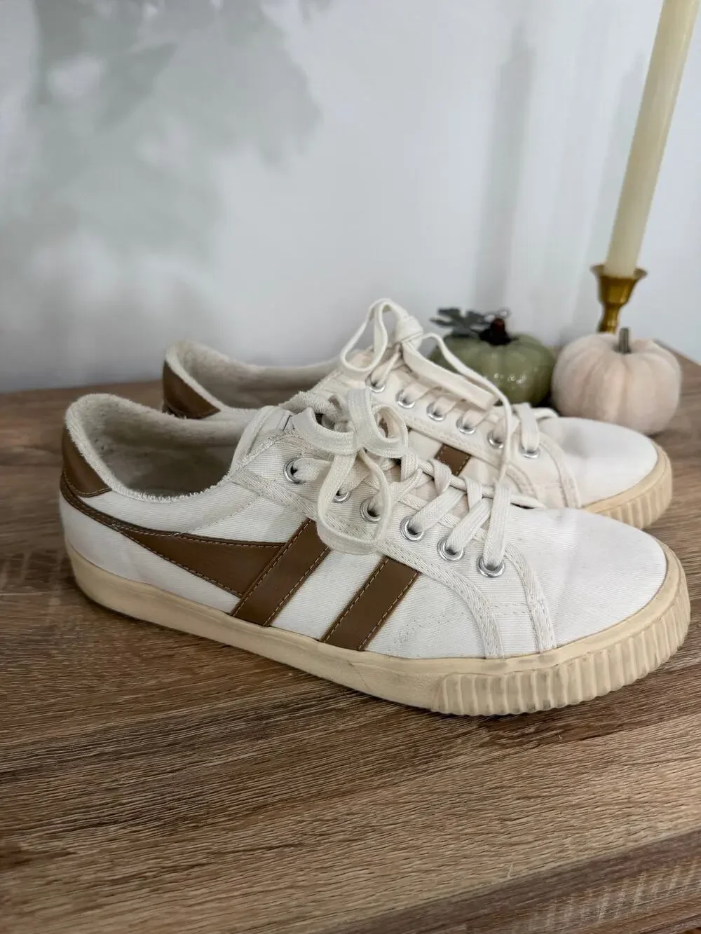 Gola Tennis Mark Cox Canvas Sneakers Brown White Casual